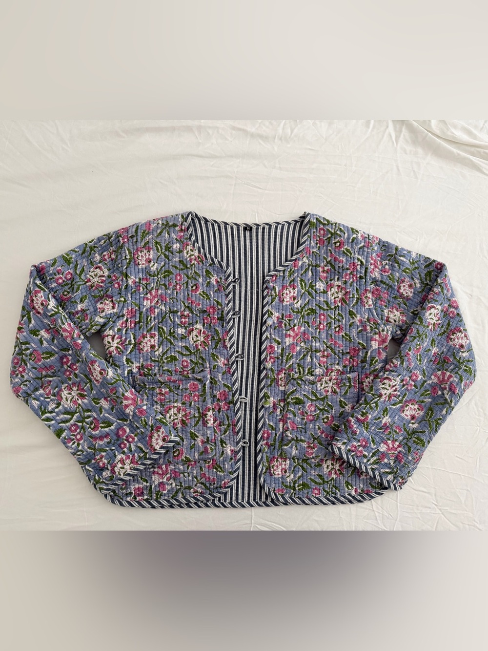 Quilted Floral Jacket in Lavender and Pink